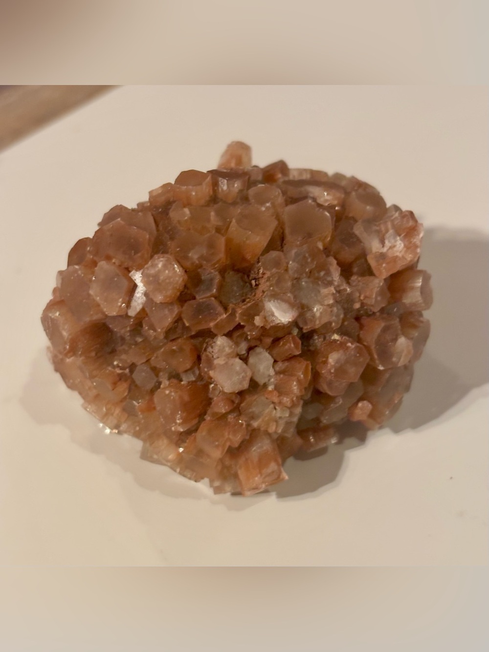 Natural Aragonite Crystal Cluster – Honey Peach Brown Mineral Specimen